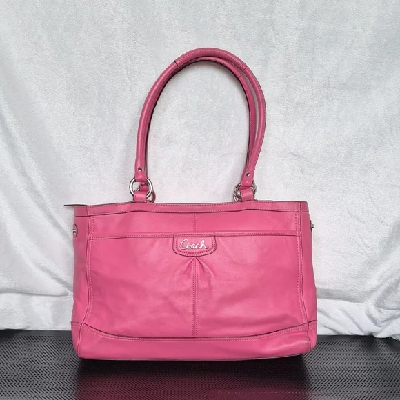 Coach Pink Leather Shoulder Bag - Picture 1 of 8